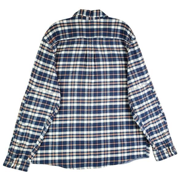 Orvis Flannel Shirt Men’s Size Large L Blue Plaid Cotton Button Up Long Sleeve - Picture 3 of 11